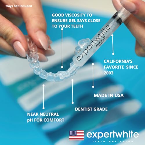 22% Carbamide Peroxide Teeth Whitening Gel – Professional-Strength Refill Syringes – Made in USA – 4 x 3cc – Use with Custom or Universal Trays