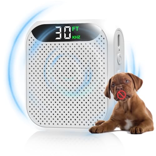 MALOK Anti Barking Device for Dogs, Dog Bark Deterrent Devices with Adjustable Frequency & Range, Rechargeable Dog Deterrent Devices for Walking, Yard and Indoor & Outdoor Use White