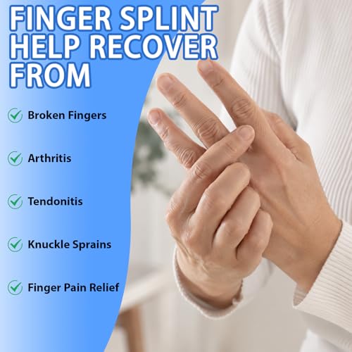 2 Pcs Trigger Finger Splint for Double Digits, Finger Brace Support Buddy Immobilizer for Middle, Index, Ring, Pinky, Joint Pain,Knuckle Brace for Arthritis, Tendonitis