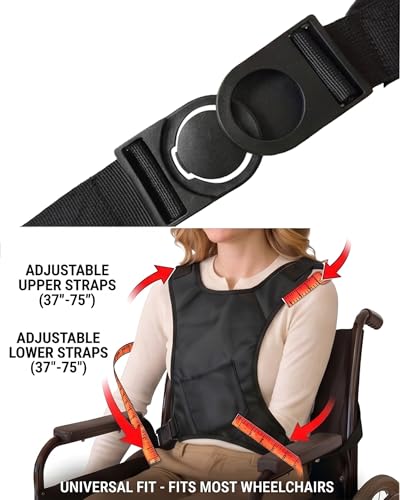 Wheelchair Seatbelt for Seniors Adults(Black, Slant Pocket) One Size Black