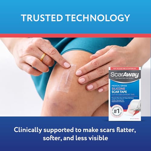 ScarAway Clear Silicone Scar Tape, Medical-Grade Cut-to-Size Silicone Strip for Surgery, Burn, Hypertrophic & Keloid Scars, Self-Adhesive, Water-Resistant, 60” x 1.6” Tape Roll