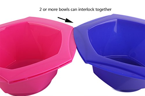 PERFEHAIR Small Hair Coloring Dye Mixing Tint Bowls and Brush Kit - 7-Piece Set in Vibrant Rainbow Colors | 200 ml Capacity per Bowl