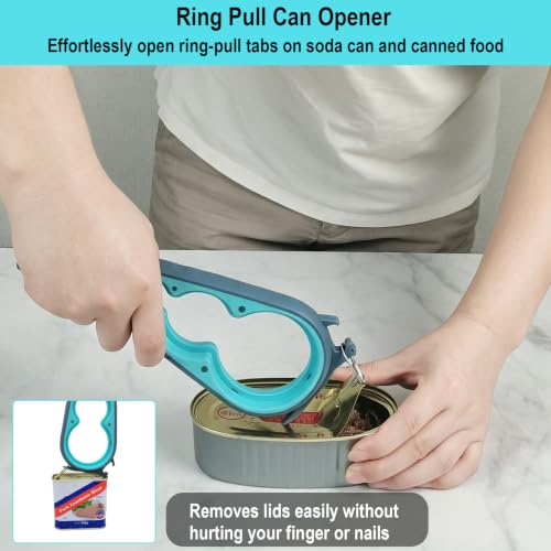 Otstar Jar Opener & Bottle Opener for Seniors with Arthritis, Weak Hands Blue and Grey 1 Pcs: 1 Jar opener