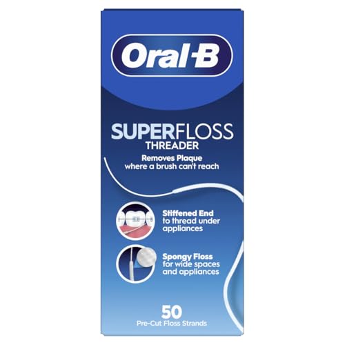 Oral-B Super Floss Pre-Cut Mint Strands,Threaders 50 Count per Pack, Pack of 12 50 Count (Pack of 12)