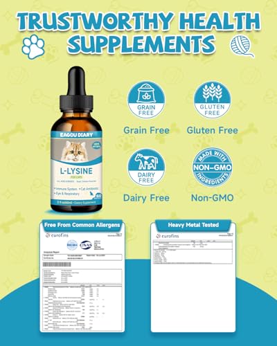 Hairball Remedy for Cats - Cat Hairball Treatment + L-Lysine for Cats, Cat Lysine Drops, Immune Support Supplement