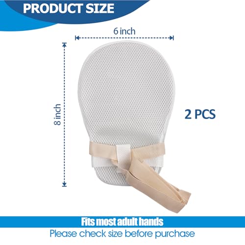 MESINURS Dementia Restraint Mittens, Soft Gloves for Elderly Care, Bed Use Mitts with Adjustable Strap to Reduce Scratching, 2 Pack (normal) normal