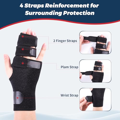 lefeke Trigger Finger Splint, 3 Fingers Brace for Index, Middle, Ring or Little Finger, Adjustable Hand Splint for Broken Fingers, Finger straightener for Arthritis Contractures(Right) Right