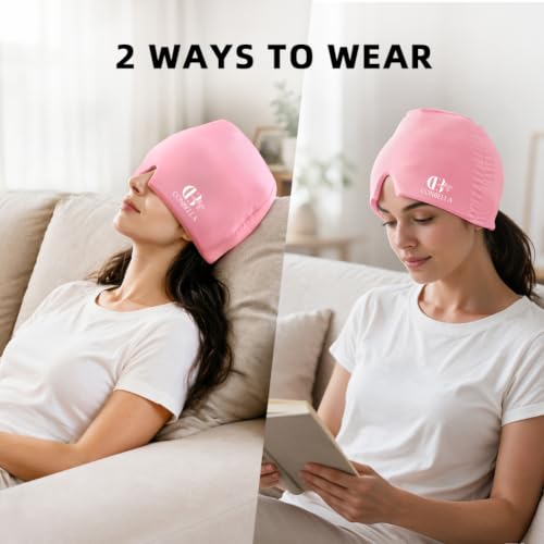Migraine Relief Cap, Soothing Headache Ice Face Mask Products Pink