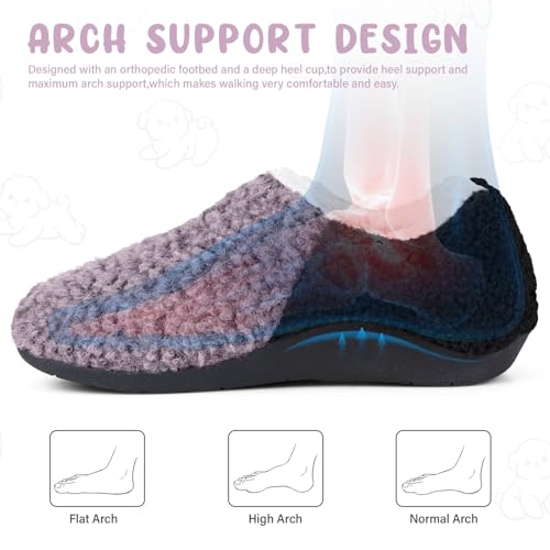 ERGOfoot Orthopedic Slippers with Arch Support for Women Men 7 Women/6 Men Pink