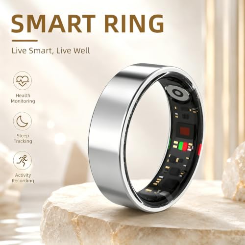 Smart Ring for Women & Men, Fitness Tracker Health Ring(Silver, 8) Silver #8