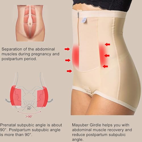 MOVWIN Postpartum Belly Wrap C Section Panties Belly Band Abdominal Compression Corset Girdle Shorts with Zipper XX-Large Black