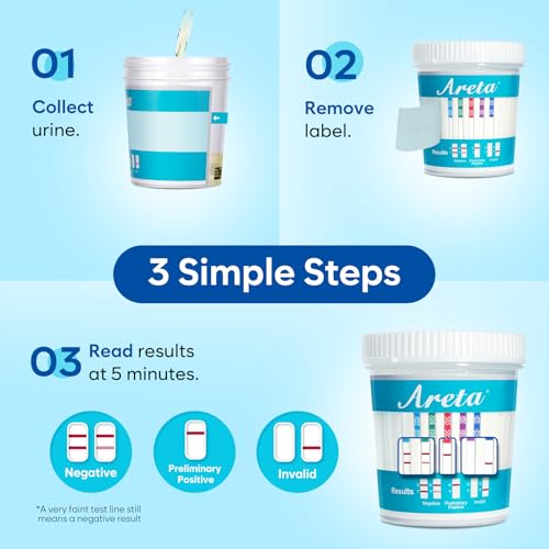 Areta 5 Pack 5 Panel Instant Drug Test Kits Cups - Testing Marijuana (THC), COC, OPI 2000, AMP, BZO - Urine Drug Screen - #ACDOA-754 5 Count (Pack of 1)
