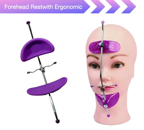 Adjustable Orthodontic Face Mask, Extraoral Headgear for Maxillary Orthopedics, Stainless Steel & Non-Toxic Plastic Dental Appliance with Single Lever, Forehead Rest and Chin Cup (Purple) Purple