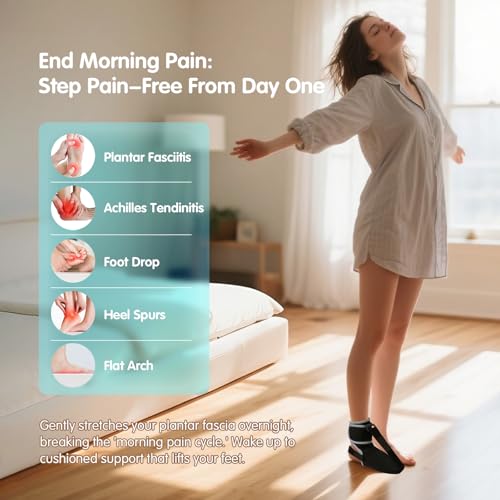 Plantar Fasciitis Night Splint Socks with Massage Ball for Tendonitis, Achilles, Foot Drop, Heel Pain Foot Splint, Adjustable Plantar Fasciitis Brace for women & men, Recover While You Rest and Sleep Small Black 1