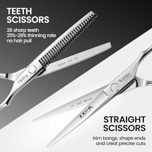 Hair Cutting Scissors Kit, 6" Haircut Scissors Set Silver-6.0 Inch