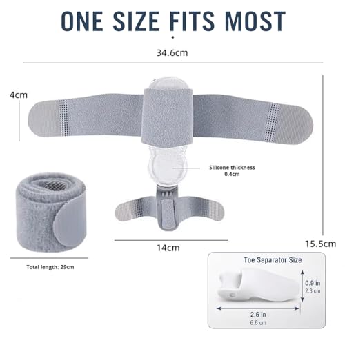 Bunion Corrector for Women & Men, Adjustable Hallux Valgus Splint with Silicone Gel Pad, Big Toe Separator & Alignment Brace, Anti-Slip Heel Strap, Bunion Support for Day & Night Wear