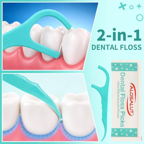 600 Pack Individually Wrapped Dental Floss Picks - Mint Flavored Floss Sticks for Fresh Breath - Strong Smooth & Shred Resistant Tooth Picks - Portable Dental Flossers Oral Care for Home Travel Office 600 Count