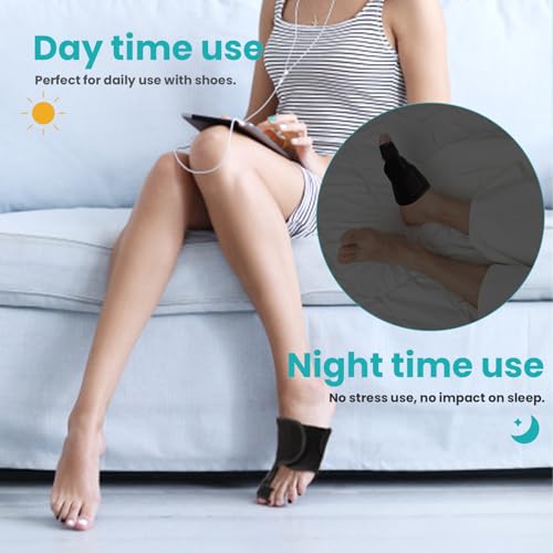 Promifun Toe Splint for Broken Toes - Big Toe Splint for Women & Men - Support Brace for Day & Night Use - Bunion Corrector - 1 Pair Black