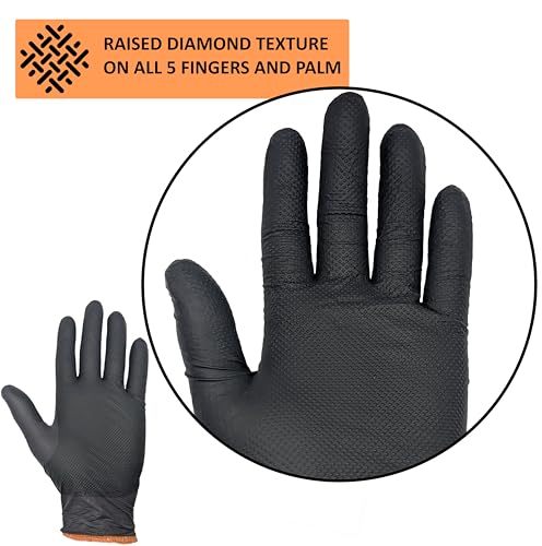 Black Disposable BBQ Grill Gloves Kit - 50 Heavy Duty Textured Grip and 2 Heat Resistant Reusable Liners Meat Pulling Large Full Palm & Finger Texture