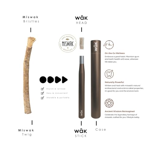 Stick, Natural Oral Wellness, Pure Miswak, Freshens Breath, Whitens Teeth, Enhances Focus, Promotes Good Habits, Brings Calm, Eco-Friendly, Stylish, Portable (Clay Brown, Regular)