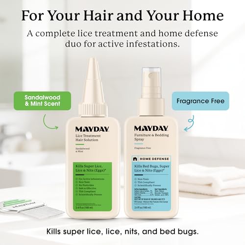MAYDAY Lice Treatment & Home Defense Kit: Bedding Spray + Treatment + Comb