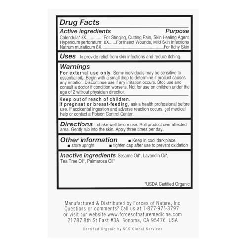 FORCES OF NATURE Organic Anti-Itch Extra Strength Roll On, 0.14 FZ 0.14 Fl Oz (Pack of 1)