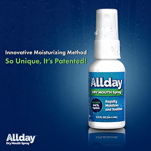 Allday Dry Mouth Spray - Maximum Strength Xylitol, Fast Acting, Long Lasting, Non-Acidic (Pack of 4) 1.5 Fl Oz (Pack of 4)