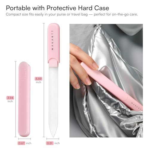 Makartt Glass Nail File for Natural Nails: Reusable Nail Care Tool, Pink