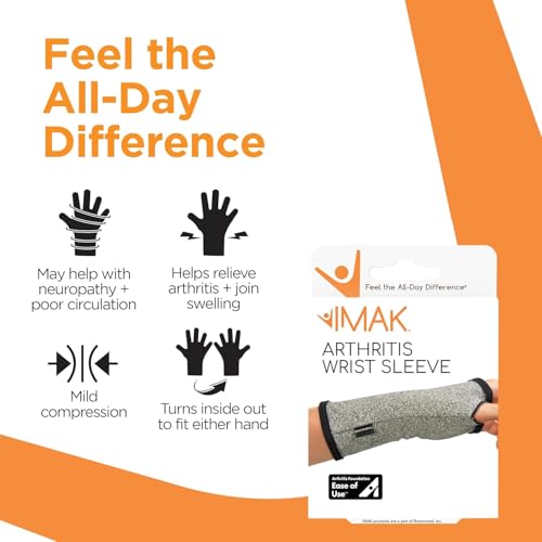 IMAK Brownmed Compression Arthritis Wrist Sleeve - Arthritis Compression Glove - Hand Compression for Carpal Tunnel & Tendonitis - Fingerless Wrist Brace & Support for Working & Gaming - Small
