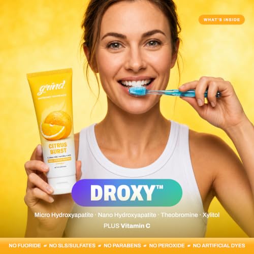 Grind Toothpaste 3-Pack, Nano-Hydroxyapatite Fluoride-Free Formula | Appropriate for Sensitive Teeth, Adult Oral Care | Fresh & Fruity Bundle - Citrus Burst, Lemon Love & Coastal Crush