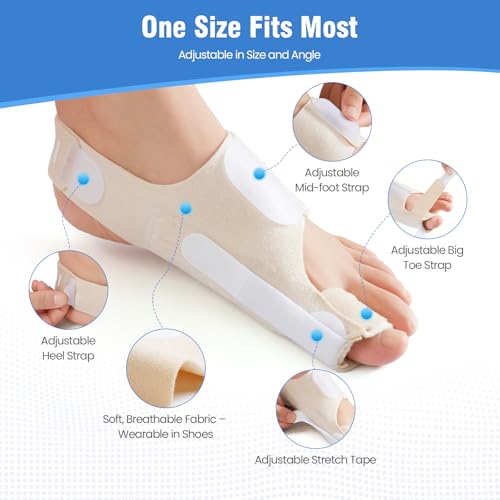 Bunion Corrector for Women Big Toe & Men – Adjustable Bunion Splint with Gel Pad for Bunion Relief – One Size Fits Most, 1 Pair