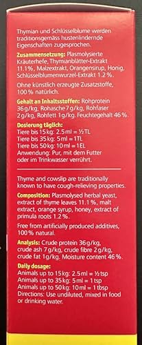 Anima-Strath with Thyme - Throat & Bronchial Cough Syrup for Dogs & Cats, Natural Immune & Respiratory Support Wellness Supplement Tonic with 61 Nutrients, Prebiotic Qualities & Amino Acids Herbal with Thyme 100 ml