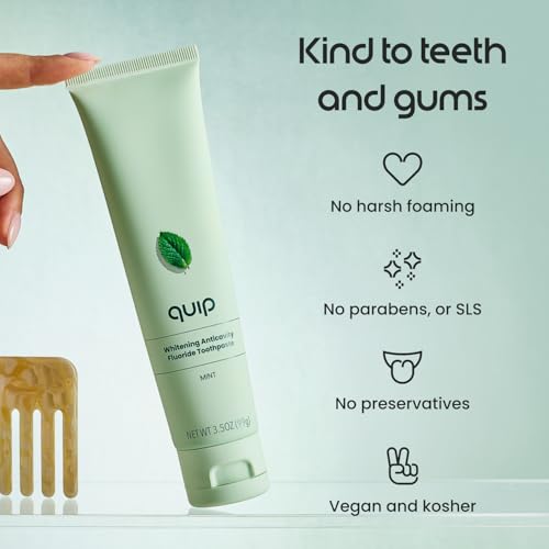 quip Daily Strengthening Anticavity Toothpaste - Fights Cavities - Strengthens Enamel - Gently Whitens - No SLS - Dentist-Recommended Full-Mouth Clean - Mint Flavor - 3.5oz - 3pk