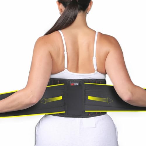 MOTEK Back Support Brace for Men & Women (Large 36-48") | Breathable Material, Lightweight Support, Dual Adjustable Straps | Lower Back Pain Relief | Lumbar Support Large (36-48")