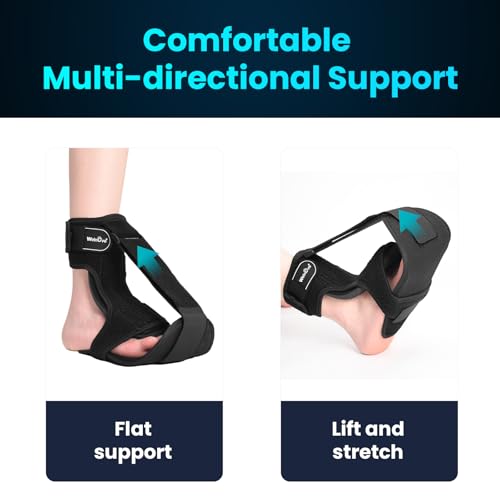 Welnove Plantar Fasciitis Night Splint, Foot stretcher for plantar fasciitis, Foot Brace for Plantar Fasciitis, Support Relief Foot Drop Achilles Tendonitis Day Night - Black, Medium Size
