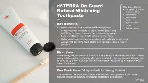 doTERRA On Guard Natural Whitening Toothpaste Fluoride-Free with Hydroxyapatite 4.2oz (2 Pack) 4.2 Ounce (Pack of 2)