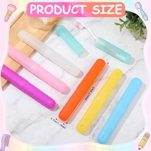 Boao 30 Pcs Toothbrush Holder Case Portable Travel for Kids,Vivid Color pink, blue, green, orange, white, yellow