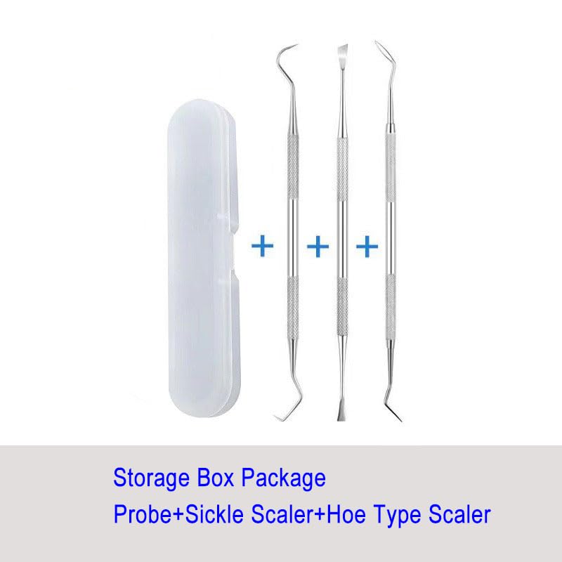 Pet Dog Cat Teeth Tartar Plaque Remover Stainless Steel Double Headed Scaler Scraper Dental Tooth Cleaning Tools Oral Care Hygiene Set(3 Pieces Different Shape Silver)