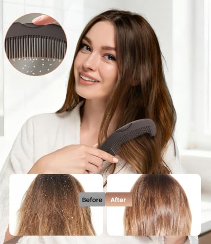 Dandruff Comb Removal 2PC Hollow Fine Tooth Scalp Detox Hair Care Tool 2PC Brown+Red