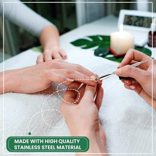4PCS Cuticle Pusher Double Ended Sharp Edge Spoon Shaped Set, Salon Quality Stainless Steel Metal Manicure Pedicure Nail Polish Remover Cleaner Tools for Fingernails Toenails 1-Silver 4 Pack