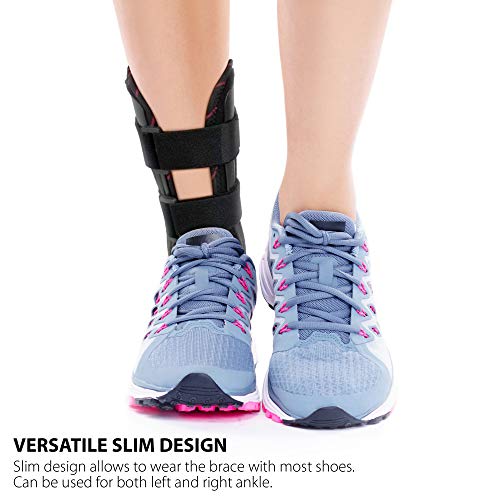 ORTONYX Ankle Stirrup Brace, with Padding Left/Right Foot Support One Size Fits Most Black