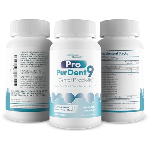 Pro PurDent9 Dental Probiotic - Our Best Dental Probiotics for Teeth and Gums - Mouth Probiotic - Boost Oral Health - Sinus Ear Nose Throat Probiotics - Teeth Supplement - Gum Health Supplements