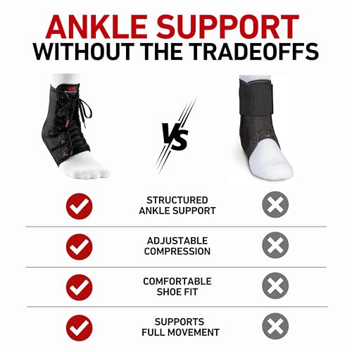McDavid Adjustable Ankle Brace for Women Men, Sprained Ankle Support, Achilles Tendon Support, Injury Recovery, Lace Up Ankle Stabilizer Wrap for Running, Basketball, Volleyball, Soccer, Sports Large Black