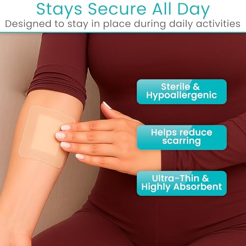 ViveCare Hydrocolloid Dressing 4x4 (10 Pack) - Large Sterile Bandages 4 Inch