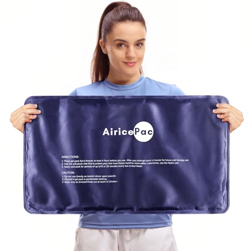 AiricePac Extra Large Gel Flexible Back Ice Packs for Injuries Reusable, 11”x 20” Cold Pack Wrap for Knee Leg Neck Shoulder Hip Back Pain Relief, Cold Compress Therapy for Swelling, Bruises, Surgery XXL 1 PACK 1.0