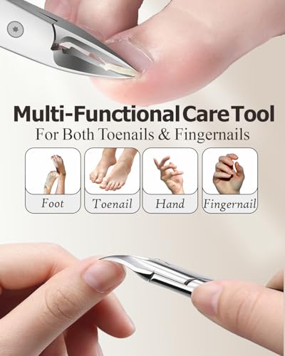 Heavy Duty Podiatrist Toenail Clippers for Thick and Ingrown Nails, Super Sharp and Effort-Saving Toe Nail Clippers, Safe Stainless Steel Ingrown Toenail Tool with Curved Blade for Seniors, Adults Black