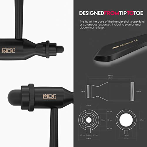 MDF Instruments Tromner Neurological Reflex Hammer with Pointed Tip Handle for cutaneous and Superficial responses with MDF LUMiNiX Illuminator Medical Professional Diagnostic Penlight