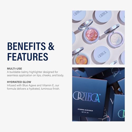 ORTEGA Beauty Glow Balm Face By Etienne Ortega - Makeup Cream Blush for Cheeks, Lips and Body – Infused with Blue Agave and Vitamin Natural Makeup Skin Care - Hydrated, Lightweight & Blendable Rose Quartz