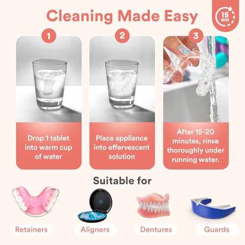 Weiss Naturals Dye-Free Retainer Cleaning Tablets, Invisalign Cleaner, Persulfate-Free Night Guard Cleaner, Removes Stains & Odor, MINT Scent, 120 Tablets (4-Month Supply) 120 Count (Pack of 1)
