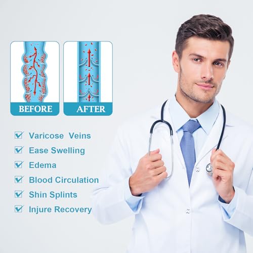 4 Pcs Open Toe and Open Heel Compression Stockings 20-30 mmHg Toeless Compression Anti Embolism Stockings Lower Leg Garment for Men Women Knee High Varicose Veins Edema Travelling